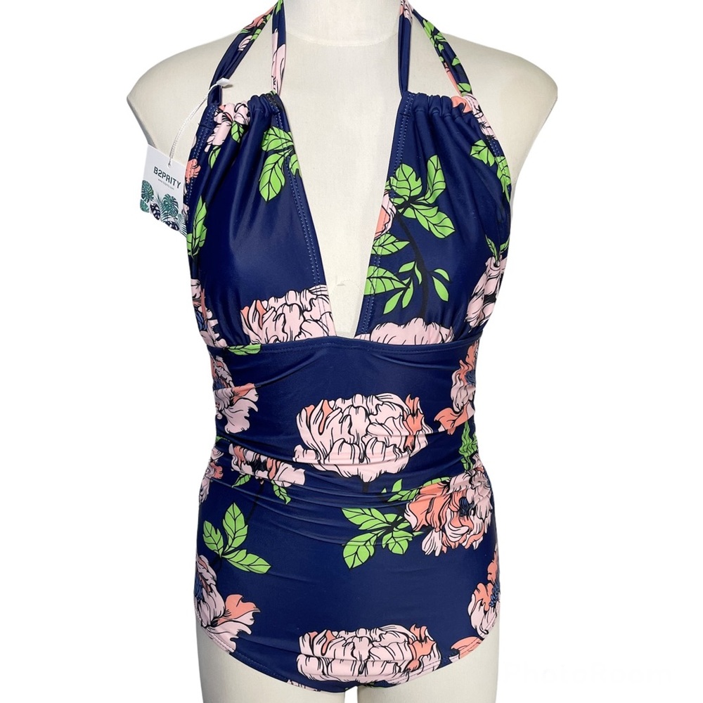 B2prity Open Front Halter‎ Floral Swimsuit